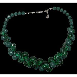 Chunky Cottagecore Green Beaded Torsade Necklace